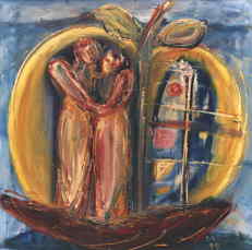 Adam und Eva im Apfel